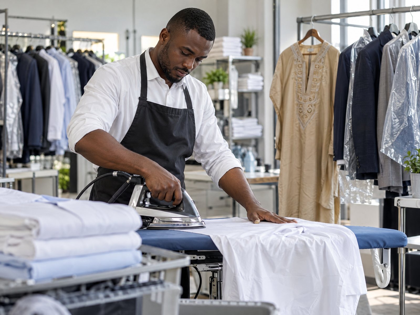Professional pressing and garment finishing